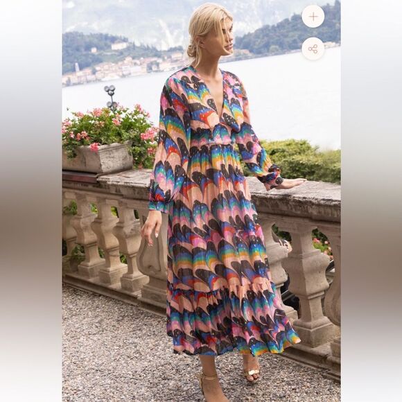 NEW Oliphant Tie Back Maxi Dress Venice Blue Large - Picture 14 of 14